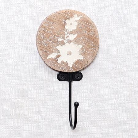 Brown Round Wooden Flower Hooks For Hanging